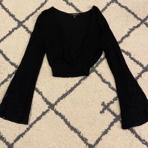 ANGL Black long sleeve crop top